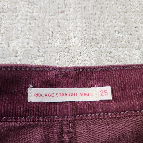 Levis Premium Corduroy Pants Women 25 Ribcage Straight Ankle Wide Leg Cotton - Picture 11 of 12